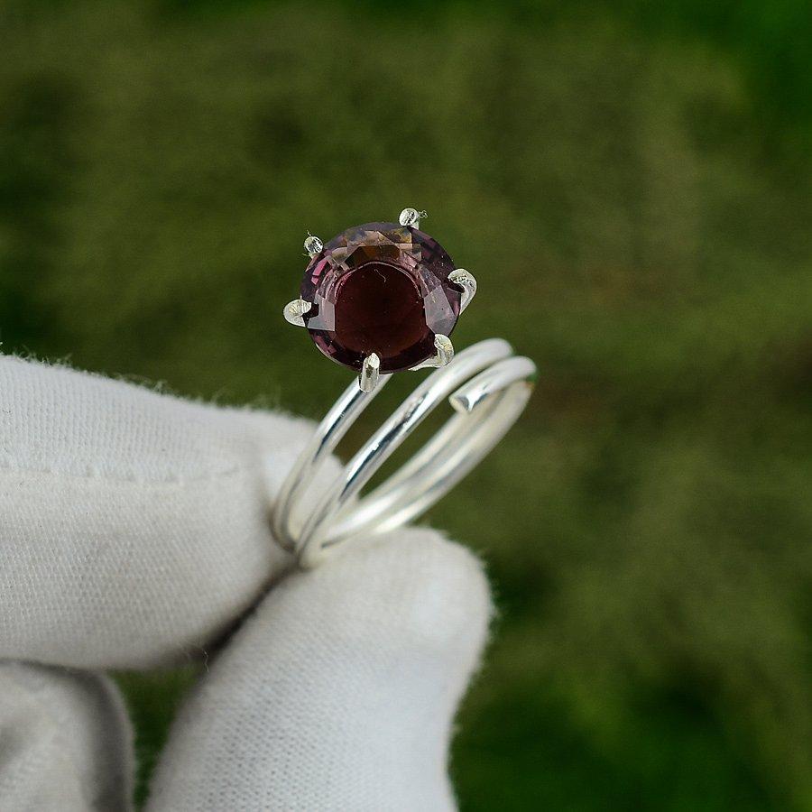 Friendship Day Sale 925 Silver African Amethyst Gemstone Promise Bezel Boho Ring Adjustable