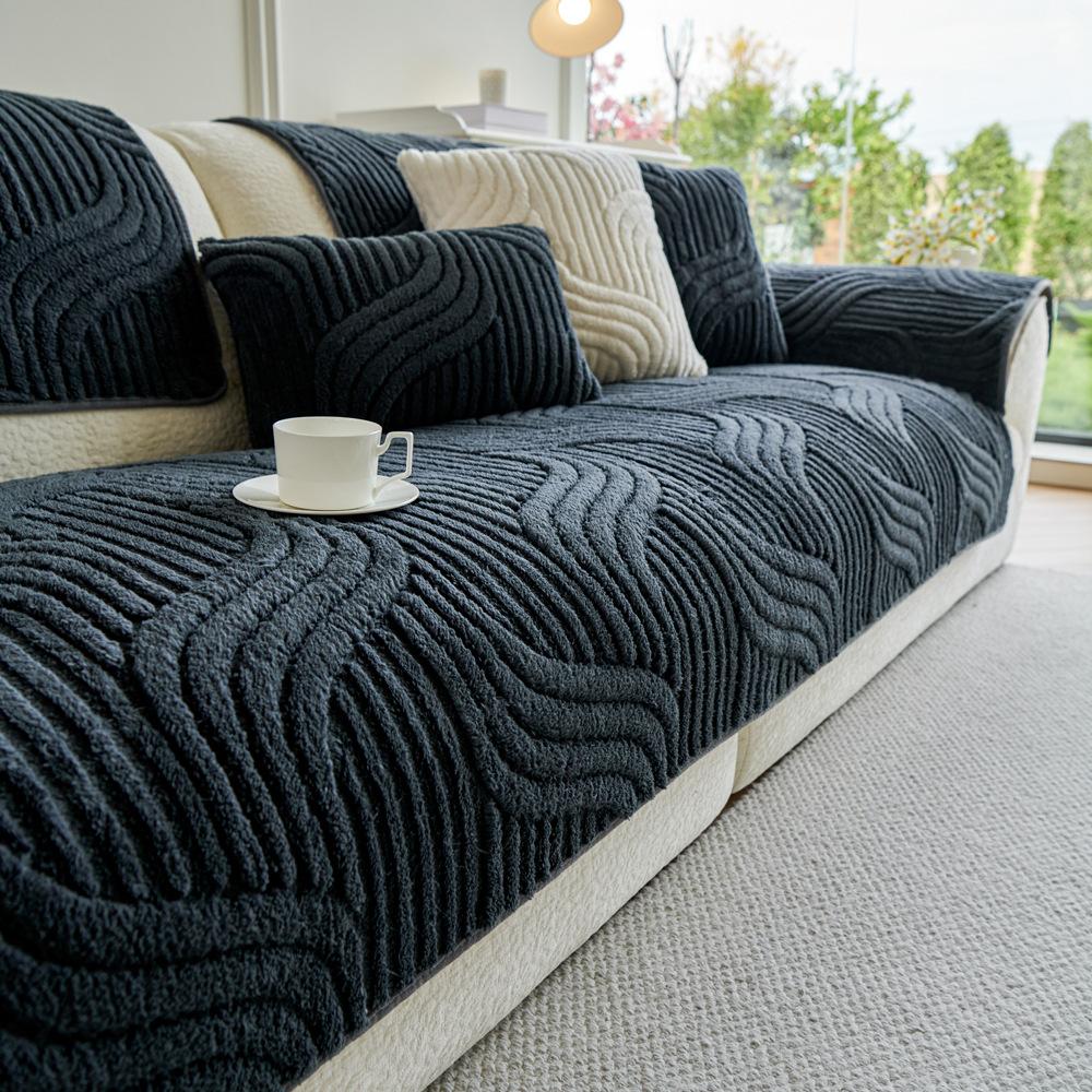 

Thickened Plush Sofa Cushion Autumn And Winter New Straight Row One Piece High-Grade Non-Slip Seat Cushion Sub-Cover Cloth Towel 70*70cm темно-сірий