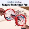 Japanese Oil Painting Portable Cooling Fan Polyester Round Handheld Fan  Campus Travel
