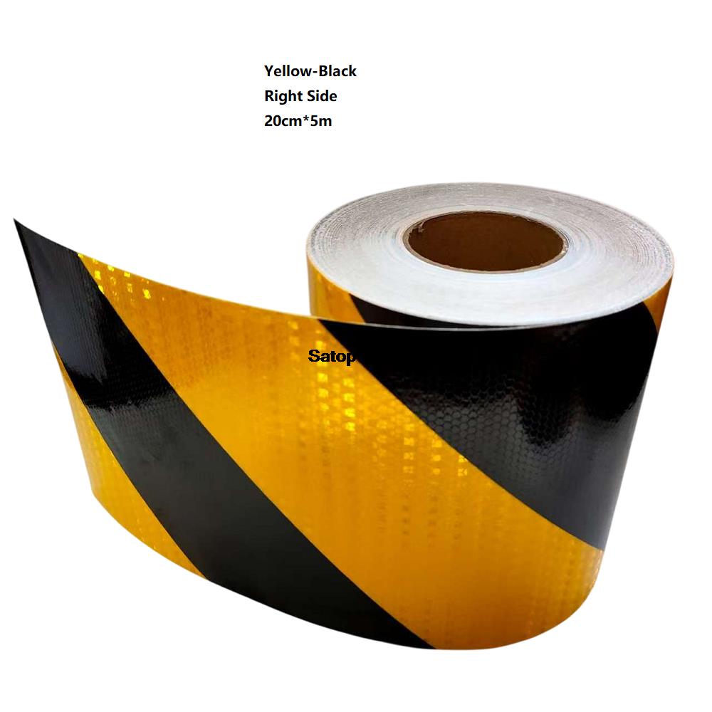5cm/10cm/15cm/20cm*5M Yellow-Black Reflective Material Right Twill Adhesive Reflectors Tape Waterproof Stickers Sheets For Truck