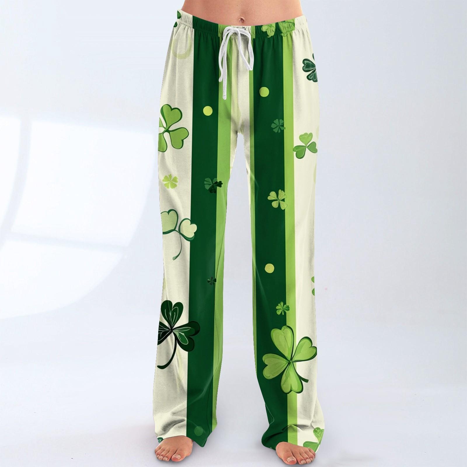 

Женская мода Свободный повседневный St. Повседневные брюки с принтом ко Дню Святого Патрика L