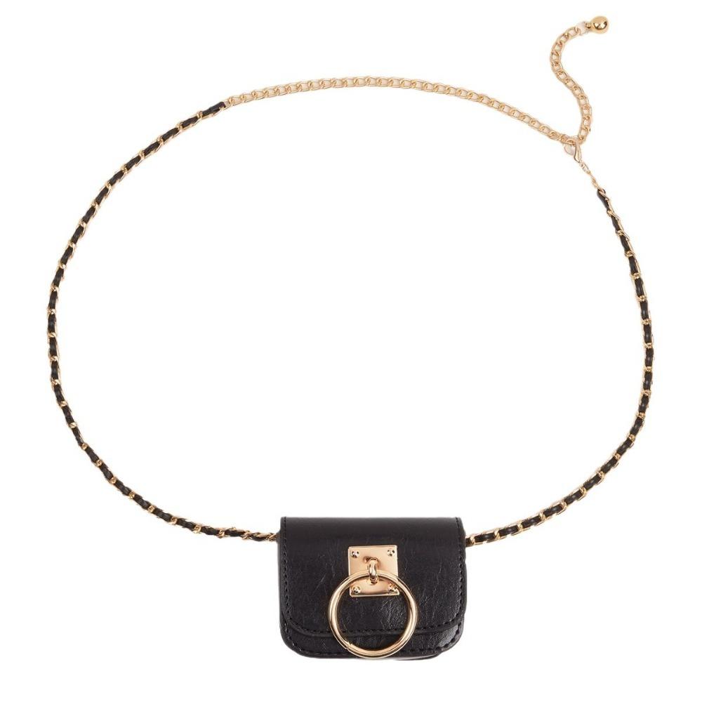 Fashion Square Women Vintage Belt Bag PU Leather Dual-purpose Gothic Fanny Packs Travel Waist Purse Y2K Style Metal Buckle Belts