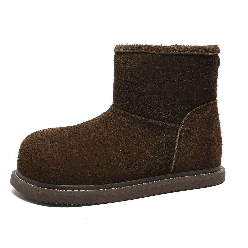 increase square head ugly cute snow boots 2025 winter cover ancient thick-soled big-headed cotton shoes loose sense velvet non-slip short boots