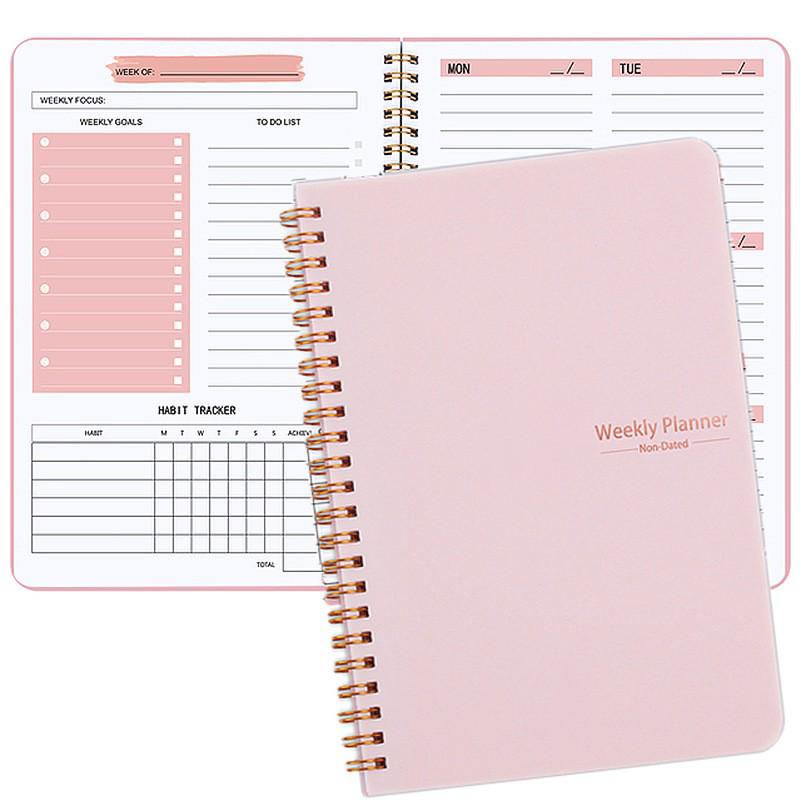 Weekly English Planner: 52-Week Cross-Border Spiral Notebook