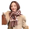 Women's autumn and winter new scarf high-end atmosphere imitation cashmere plaid versatile warm drape Korean version scarf plaid brown