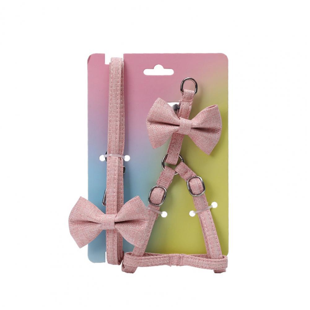 Dog Harness Leash Collar Set Combo Escape Proof Easy Control Accessory Bow Design Dog Collar Leash Outdoor Walking Pets Supplies