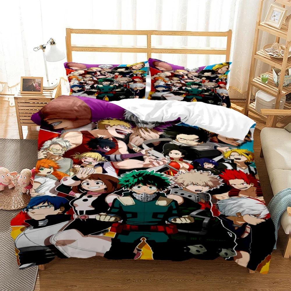 My Hero Anime Druck Dreiteiliges Bettwäscheset Mode Kinder Oder Erwachsene Für Betten Bettbezüge Kissenbezüge Bettwäscheset Geschenk