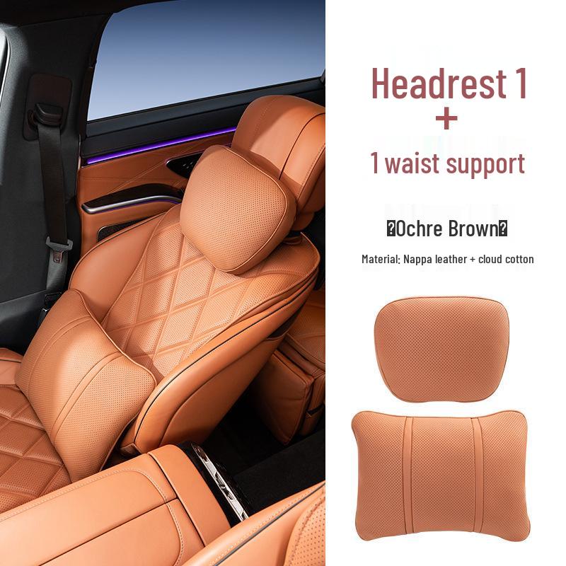 Premium Maybach S-Class Headrest & Breathable Lumbar Support Cushion