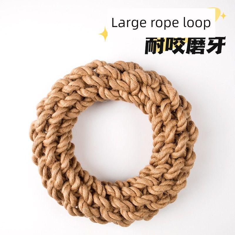 

Pet Supplies Dog Large Cotton Rope Toys Interactive Molar Teeth Cleaning Stuffy Bends and Hitches Hemp Rope Ring Golden Retriever Toy Cotton and linen rope ring