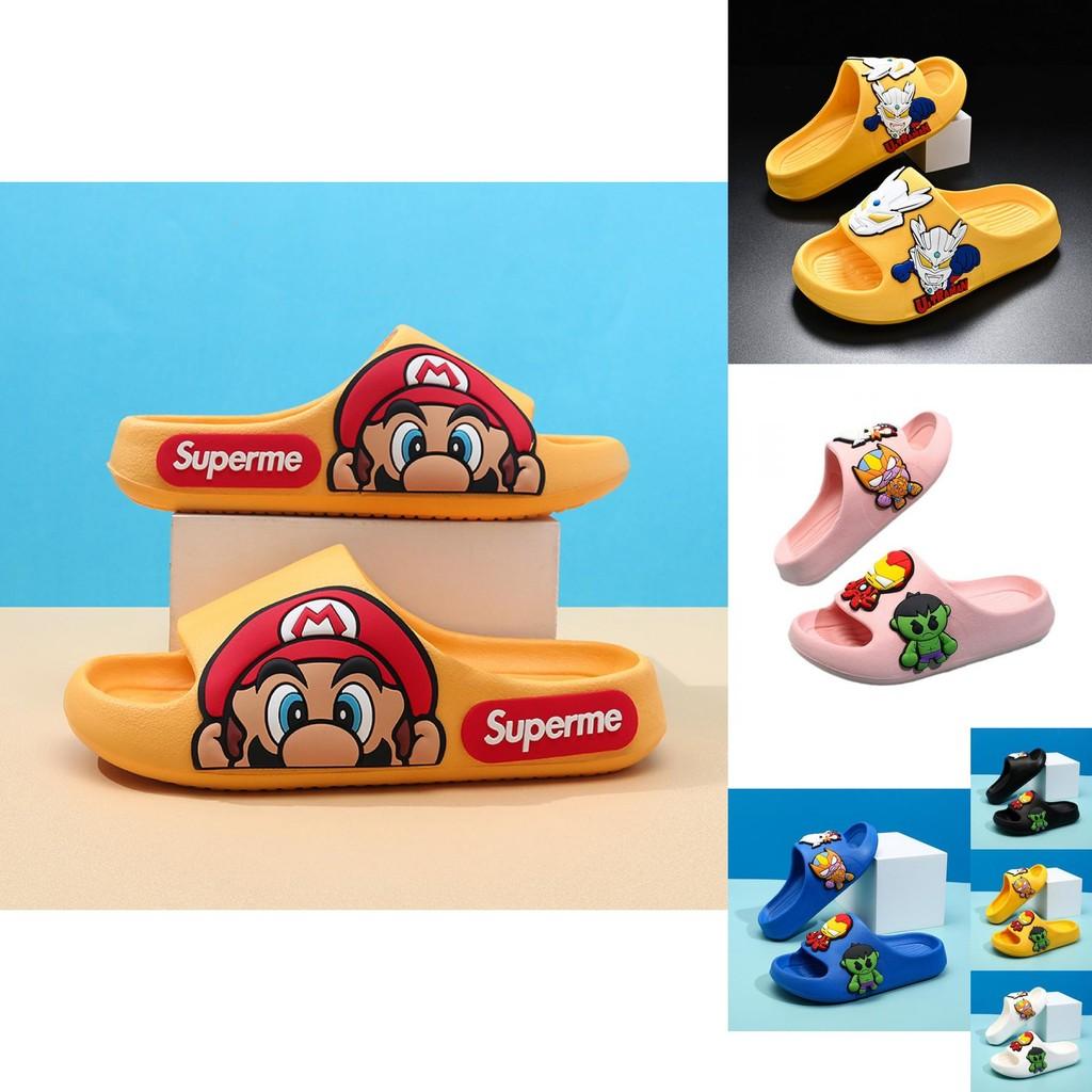 Comfortable Boys Summer Slippers For Kids With Cartoon Superhero Design In Multiple Colors And Sizes