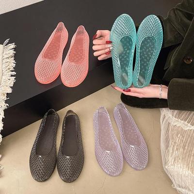 Slip-on Genomskinliga Nät Casual Skor för Kvinnor - Låg Skärning Koreansk Stil Plastsandaler