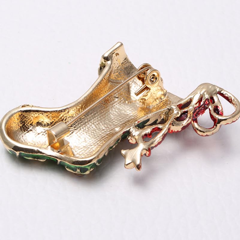 POPETPOP Christmas Brooch Set of 6, Rhinestone and Alloy Decor, Party Accessories