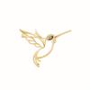 Elegant Hollowed-Out Bird Brooch with Golden-Tone Feathers Black Gemstone Eye - Intricate Animal Motif Jewelry Women Versatile Accessory for Casual