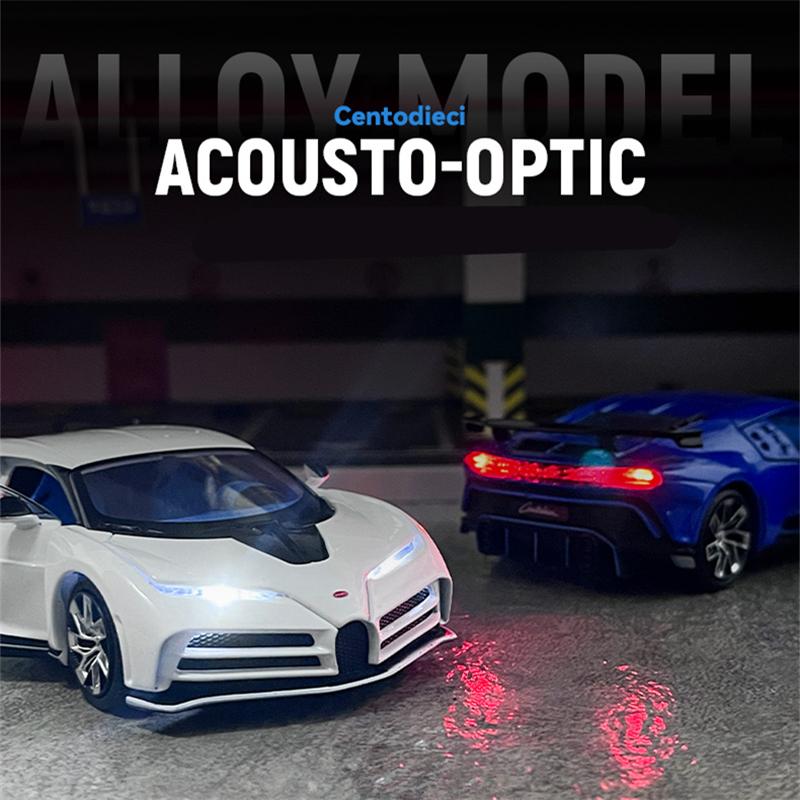 1/32 Bugatti Centodieci Zliatinový Model Športového Auta Odlievaný Kov Závodné Autá Vozidlá Modelová Kolekcia Zvuk a Svetlo Detské Hračky Darček