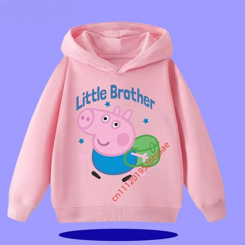 Peppa Pig Children's Hooded Sweatshirt 2026 New Style Cartoon Print Boys' Sport Shirt Girls' Casual Shirt