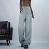 New Washed Light Blue High-waisted Slim and Versatile Straight-leg Jeans Women's Loose Mopping Wide-leg Pants