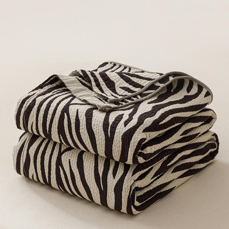 

2026 Maillard Style Cotton Gauze Towel Blanket - Yarn-Dyed Jacquard Summer Nap Cover 100x150cm - 470g