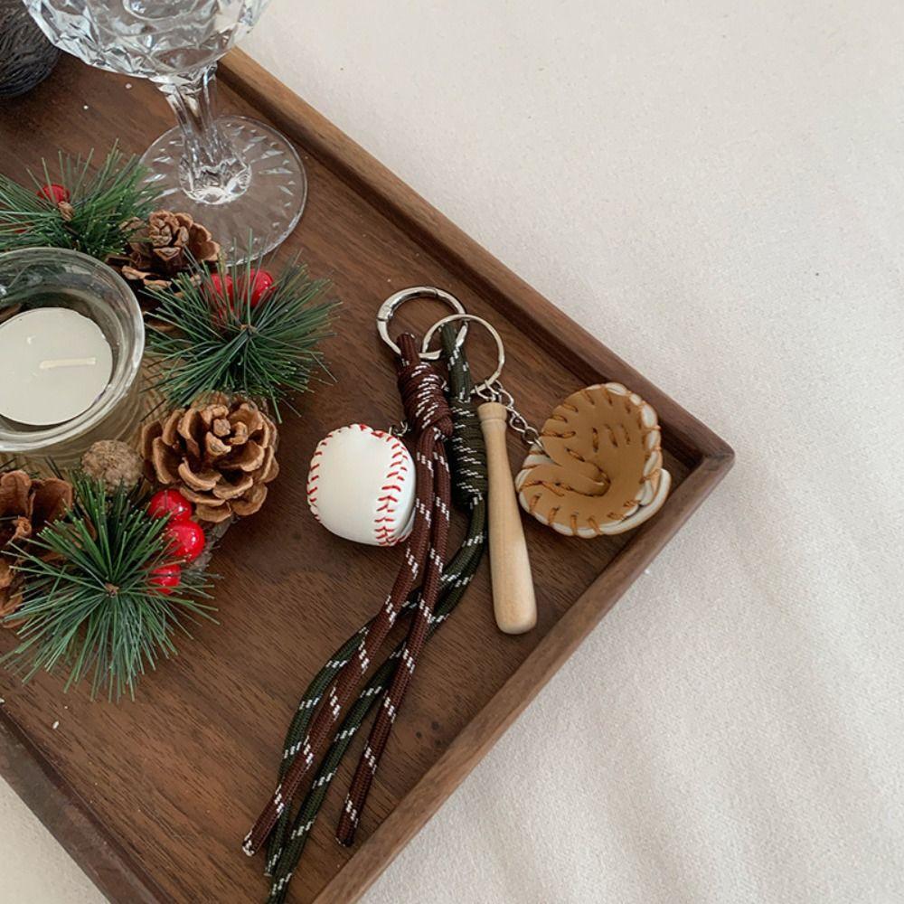 Nylon Braid Rope Bag Charms Weave Rope Car Key Chain Baseball Braid Rope Pendant Backpack Decor