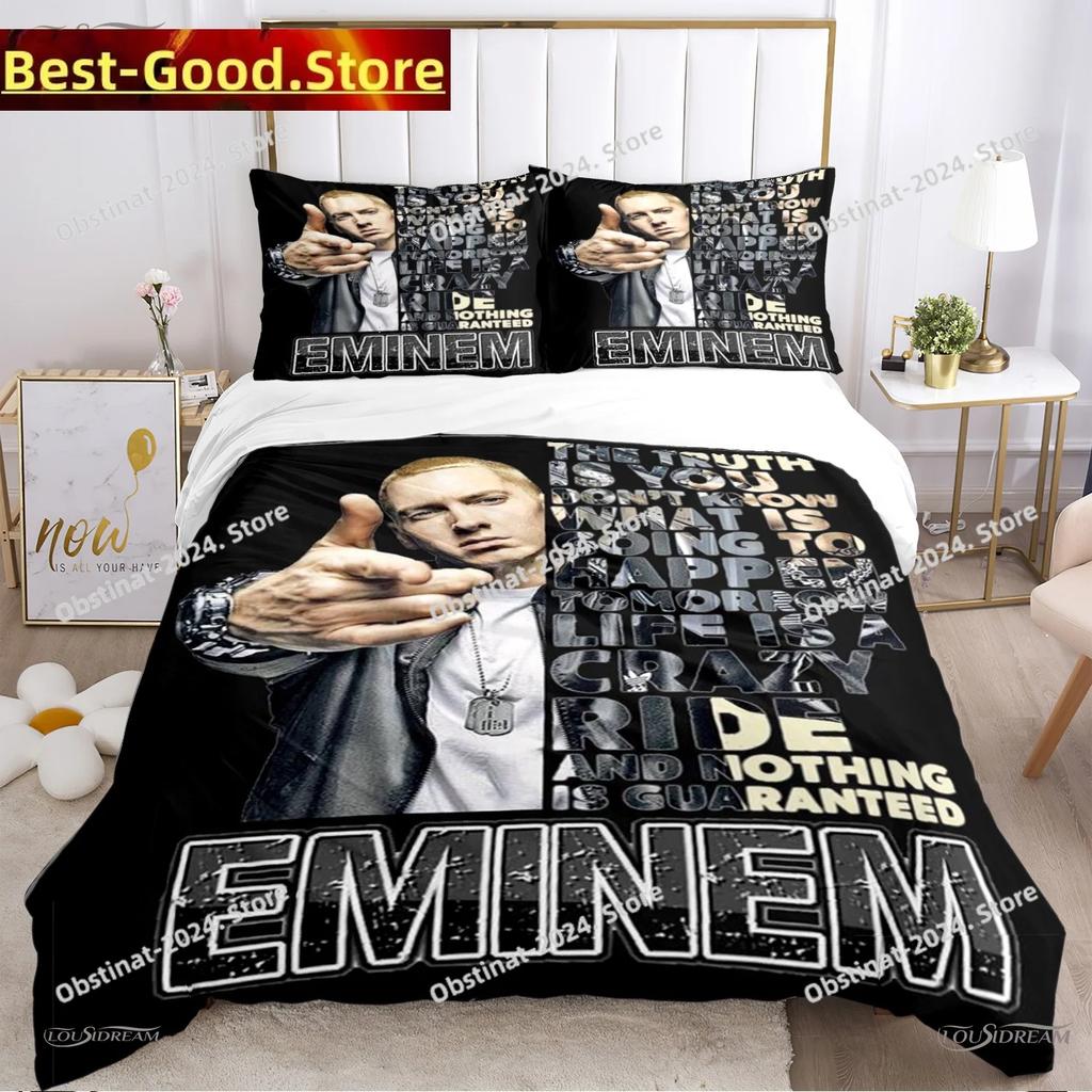 Eminem hip-hop singer All Season Bedding Set Duvet Cover Full Queen King Size Pillowcase Bed Printed Bed Set Aldult Kid Bedroom
