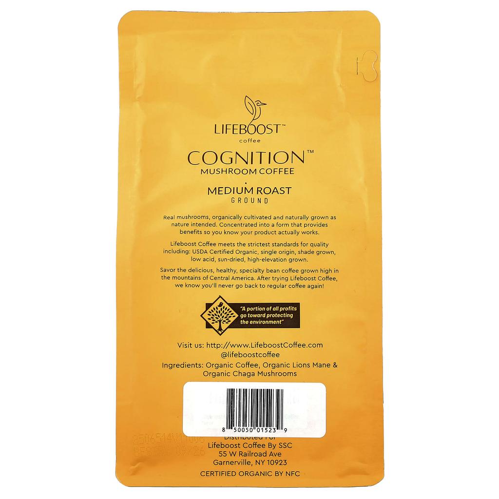 Cognition™, Mushroom + Coffee, Ground Coffee, Medium Roast, 340G(12Oz)