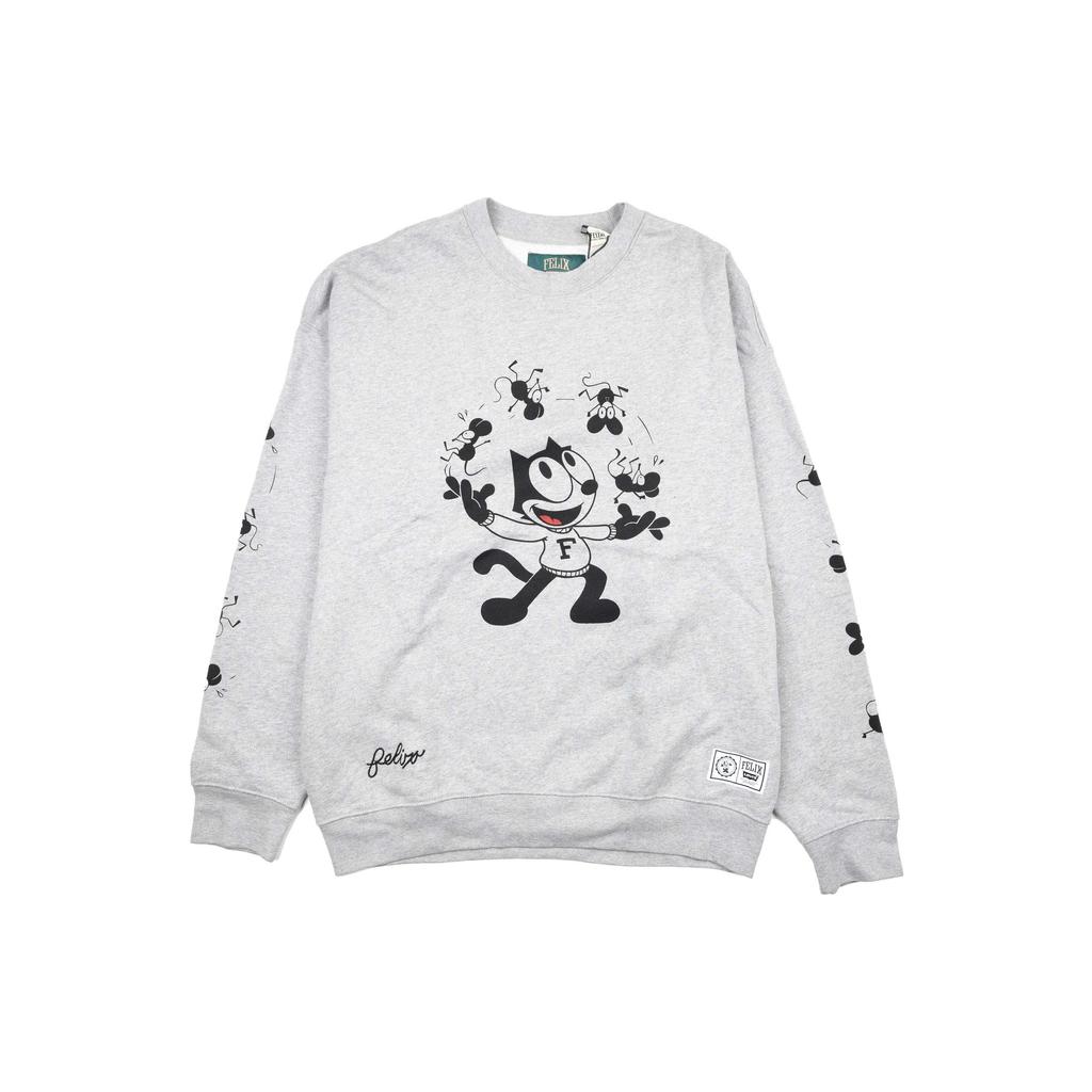 Levis X Feili Cat Cartoon Tierdruck Rundhals-Sweatshirt Herren Sweatshirt Grau A1245-0000