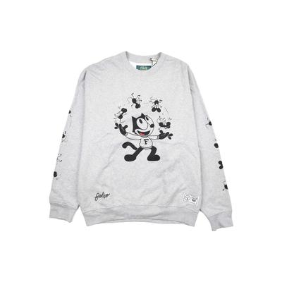 Felpa Girocollo Levis X Feili Cat Stampa Animalier Cartone Animato Uomo Felpa Grigia A1245-0000