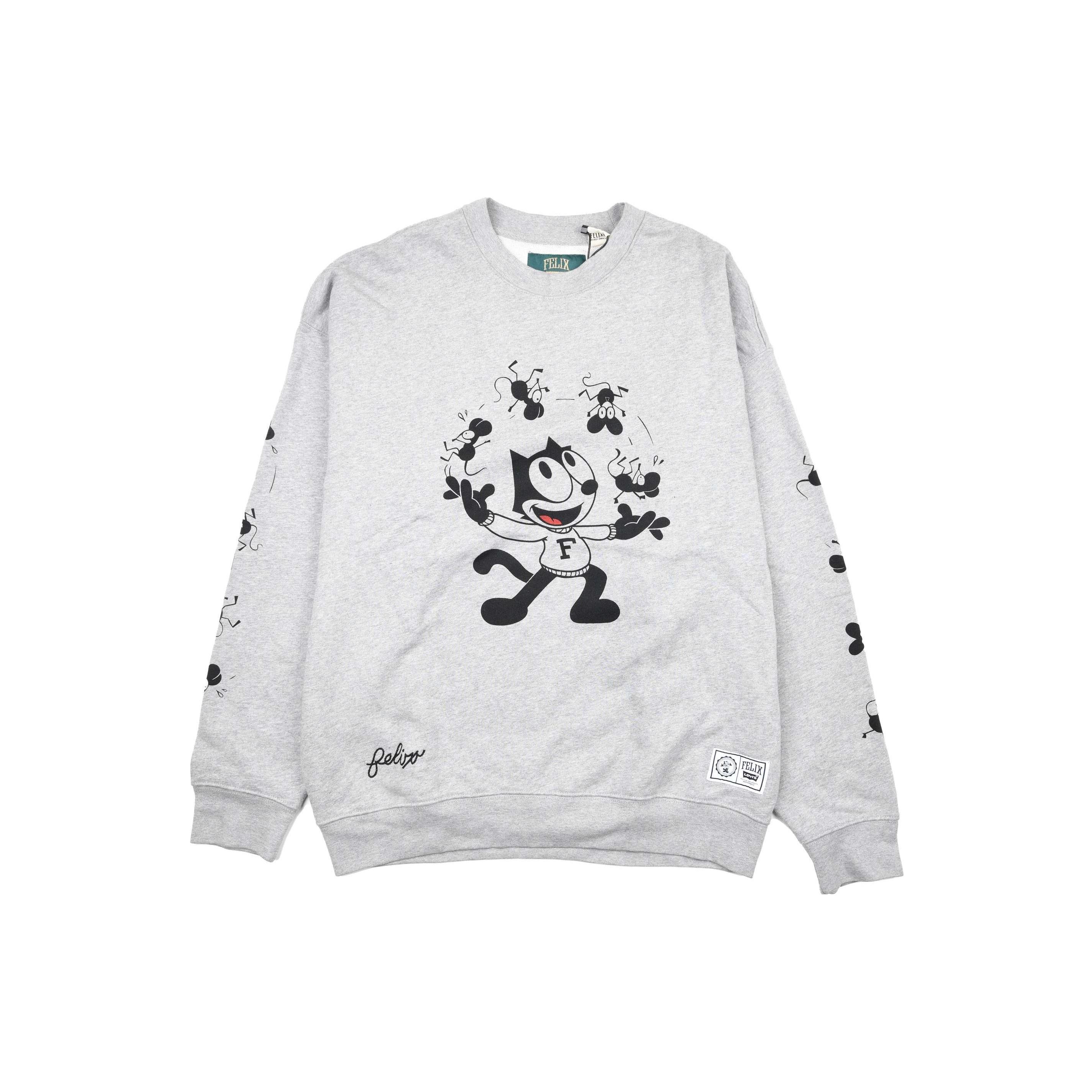 

Толстовка Levis X Feili Cat Cartoon Animal Print Crewneck для мужчин, серая A1245-0000 L