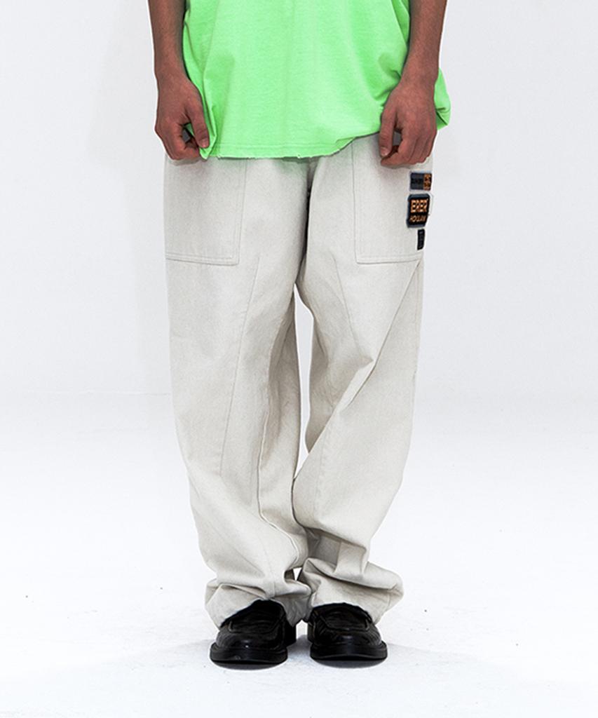 ERER Man Patchwork Carpenter Pants Cream