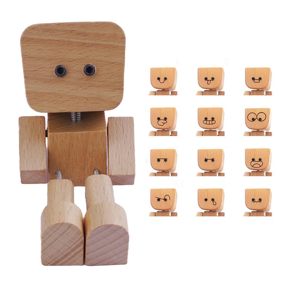 

New Shaking Wooden Man Figurine Car Decoration Small Ornaments Leg-swinging Robot Figurine Cute Wood Man Car Good Creative Gifts