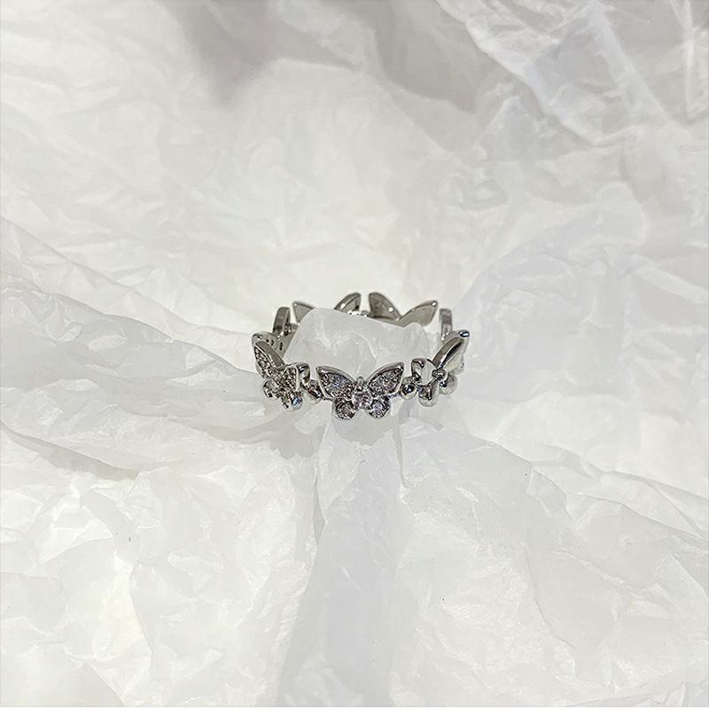 

Korean Rhinestone Butterfly Open Ring - Forest Style, Simple & Trendy Design