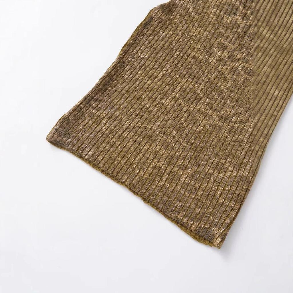 2024 Autumn Women's European & American Style Animal Print Metal Foil Knit Vest