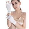 Aiyuga Limited Edition Silk Gloves for Women, Fingerless, Cut-Out Fingertips, Perfect for Sleeping, Hand Care, Skin Irritation, Sun Protection, Smartp