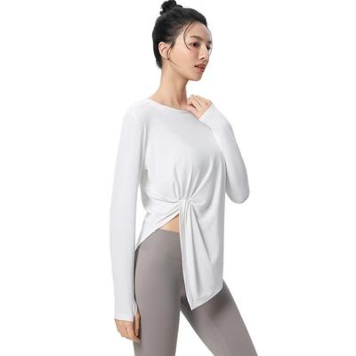 Damen Langarm Rundhals Yoga Top - Lockerer Schnitt, Lässiger Cardigan mit Schlitz für Laufen, Fitness und Sport
