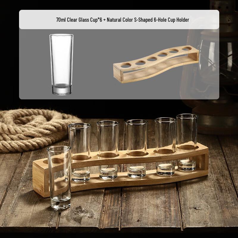 OIMG Baijiu Glass Set - 6 x 70ml Glasses & Bamboo Rack