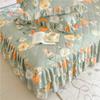 1pc Thicken Bed Skirt Floral Style Bed Linen Double Layered Lace Bed Cover Home Bedspread faldones de cama (No Pillowcase)