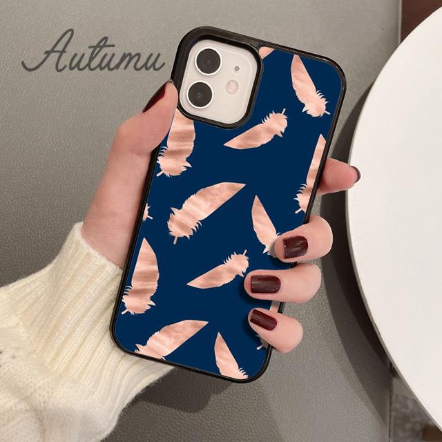 

Чехол для телефона Feather Gold Foil Art для iPhone 17 Air 15 16 16e 11 12 13 14 Pro Max Plus coque Fundas Shell iPhone 13