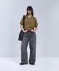 IRONYPORNO WHITELINE 86-Iro355 Basic One-Button Round Short Sleeve Knit Khaki Brown