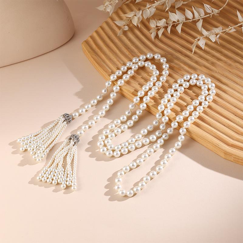 Long retro fringed necklace stacked design high-end sweater chain women's autumn and winter, clothing accessories
