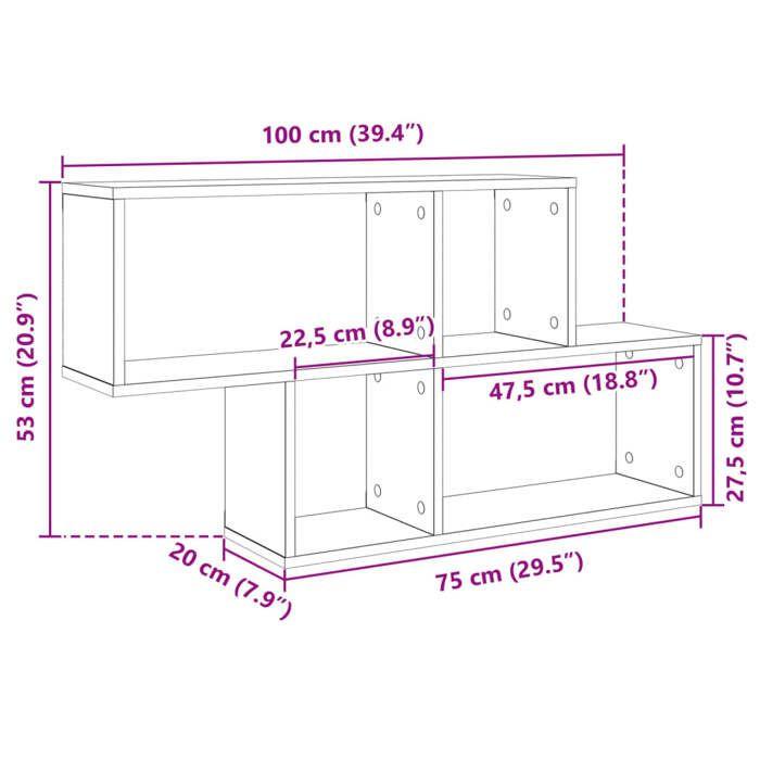 VidaXL Wall Shelf Black 100x20x53 Cm Engineered Wood, Floating Shelf, Wall Display Shelf, Panel 848018