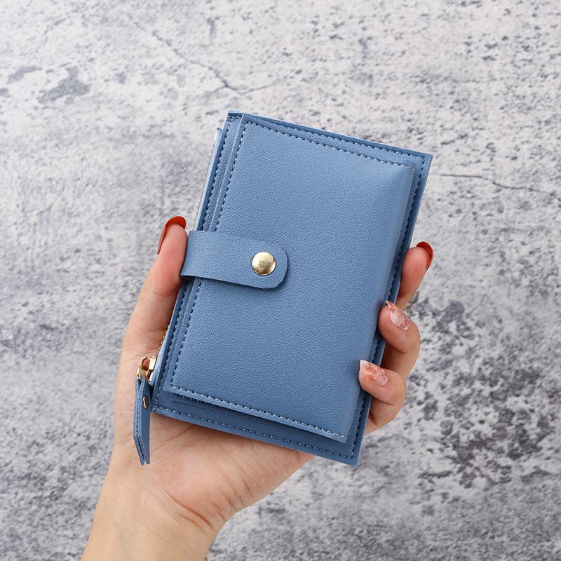 Women's Candy Color Ultra-Thin Zipper Card and Coin Holder