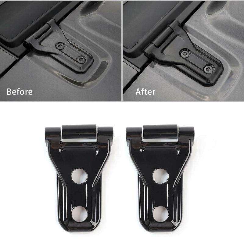 2PCS Car Hood Engine Hinge Cover Trim Black ABS For Jeep Wrangler JL 2018 2019 2020 2024 2024 2024 Car Accessories