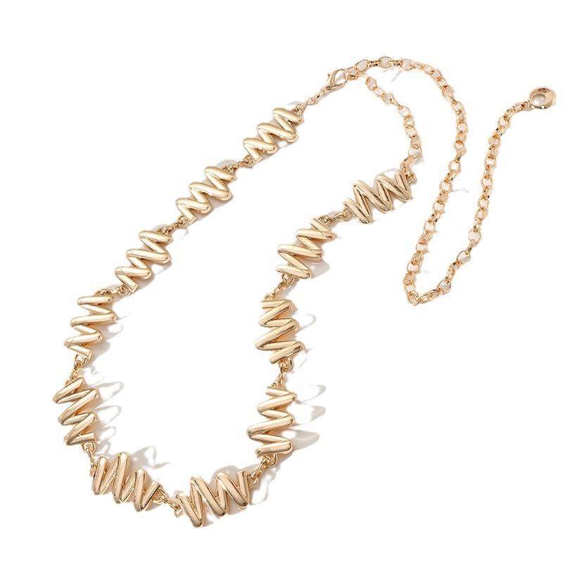 New Lady Wave High Quality Glossy Geometric Metal Fashionable Texture Color Resistant Exquisite Waist Chain