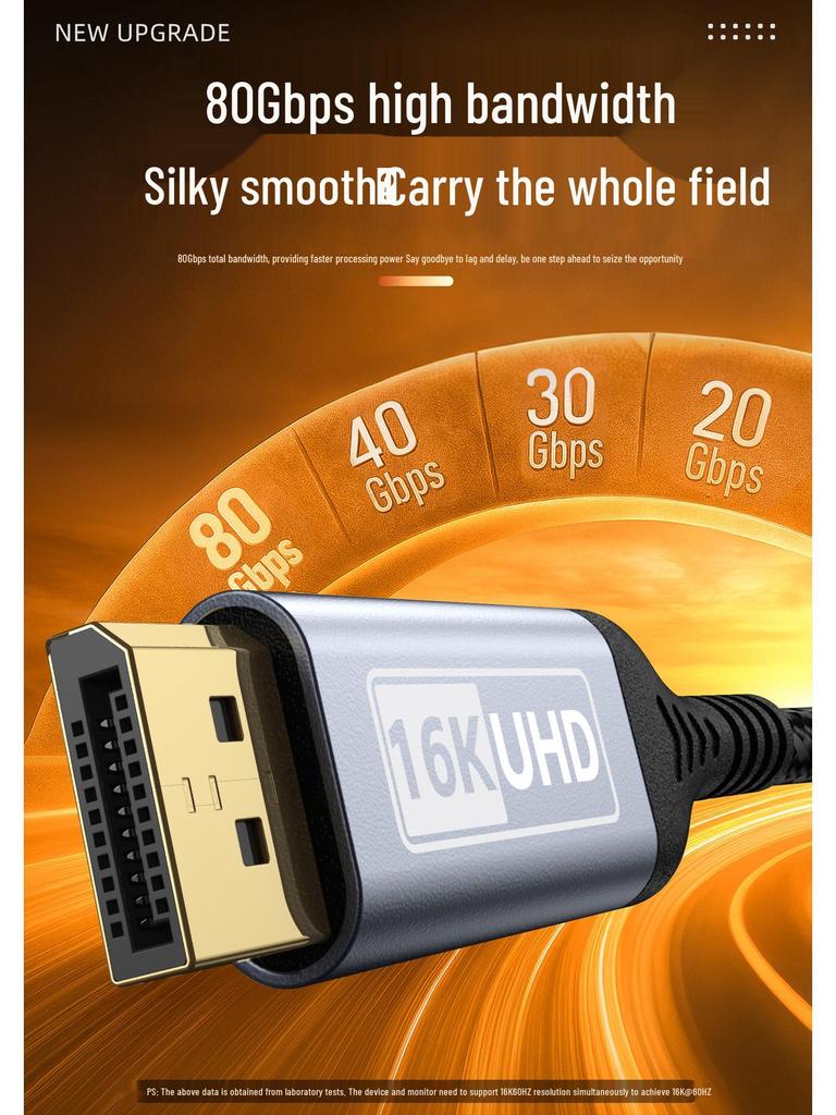 DP 2.1 Cable: 16K Esports, 8K/4K 240Hz, Compatible with DP1.4 Graphics Cards