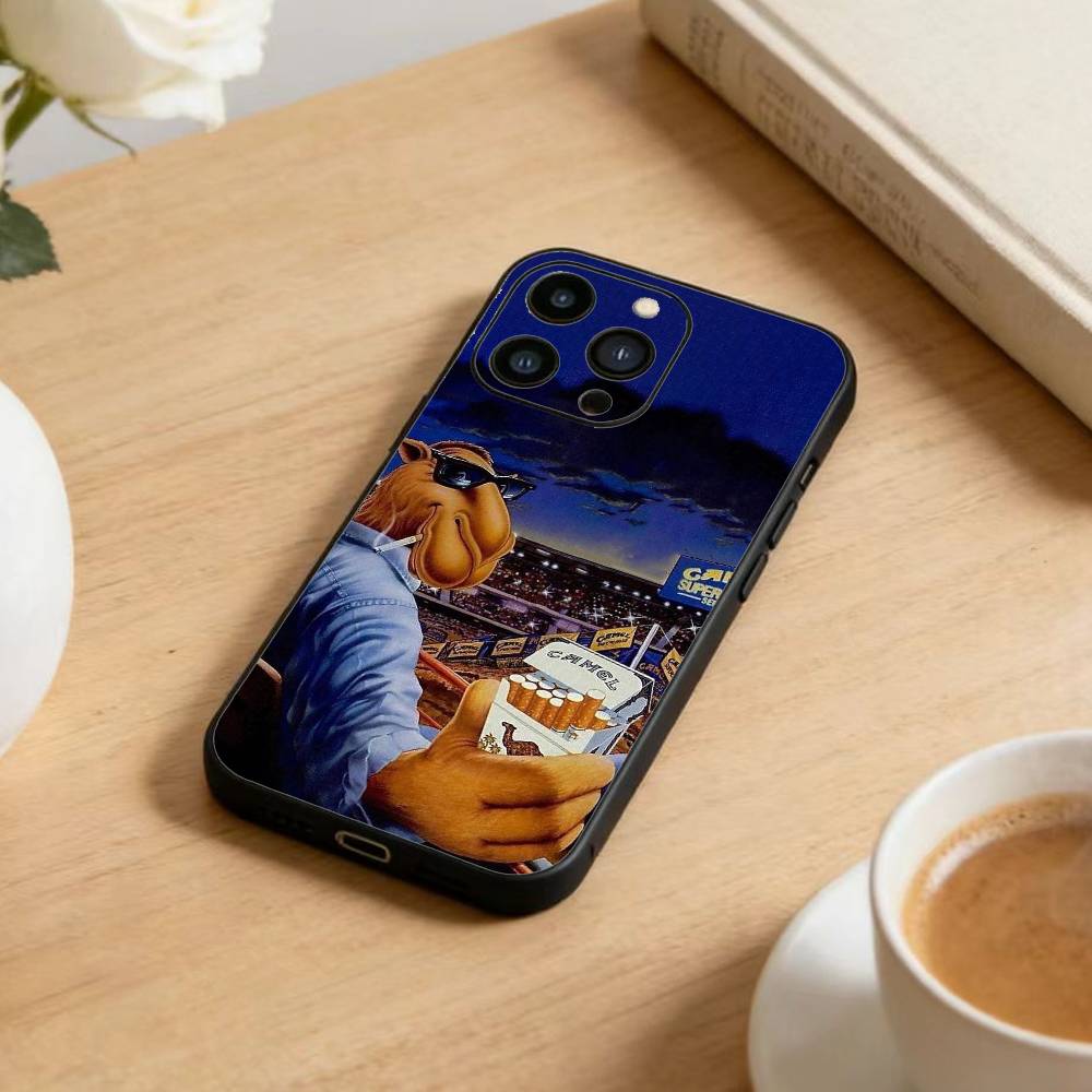 Cigarette-Brand Camel Phone Case For iPhone 17 16 15 14 13 12 Max Plus Silicone Black Cover