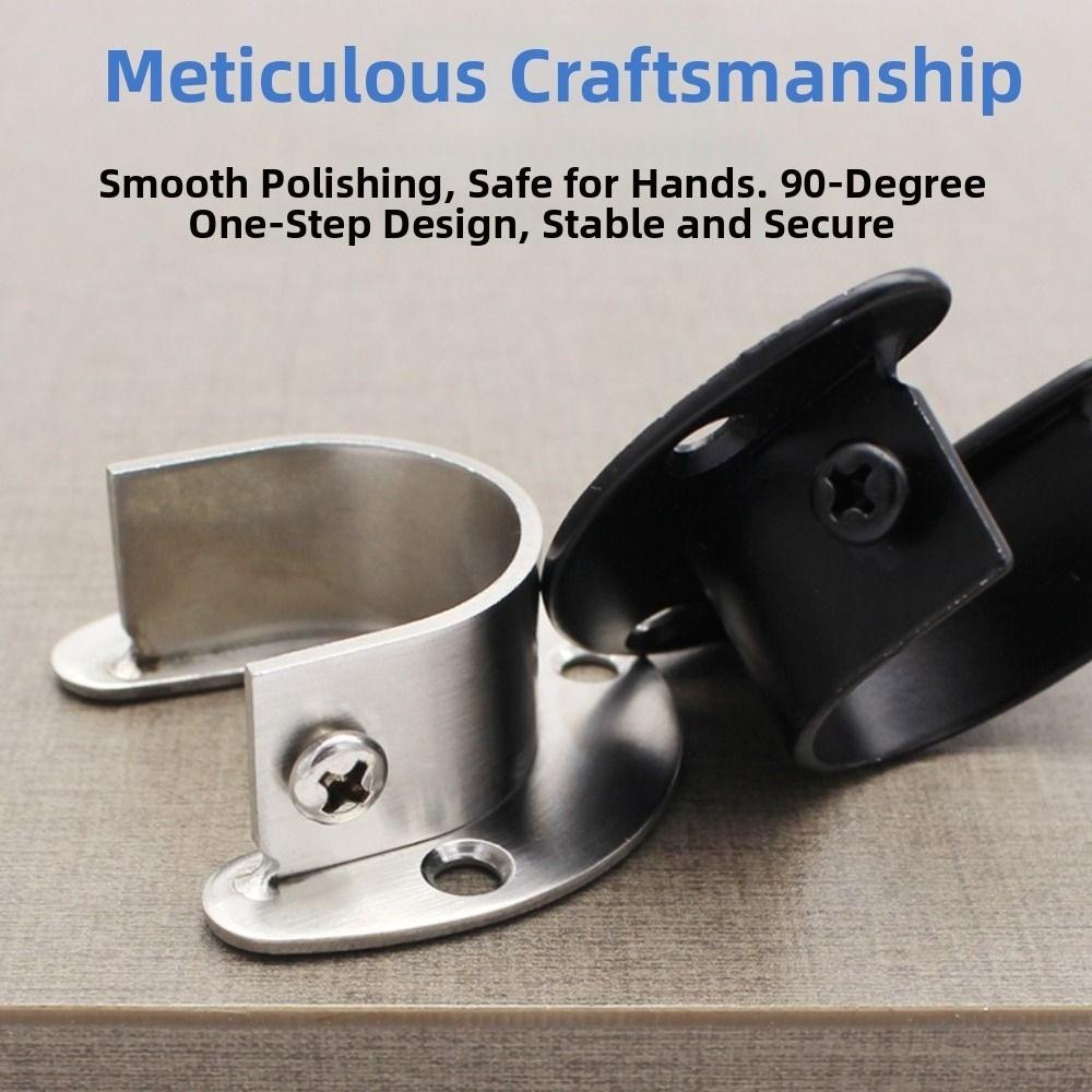 High Quality Stainless Steel Flange Seat Fixed Tube Hook Wardrobe Hanger Rod Rod Support Support Bracket Hardware Accessories