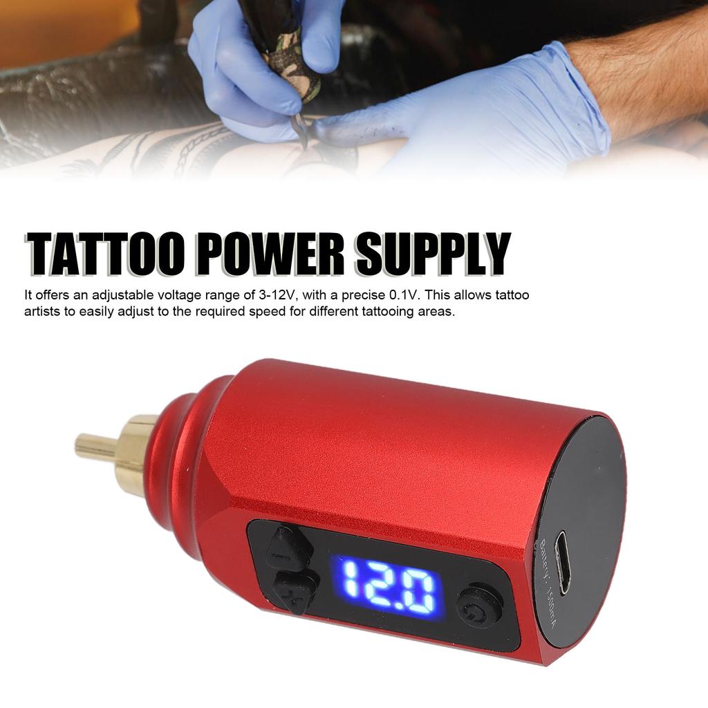 Tattoo Wireless Power Supply LED Display USB Rechargeable 1500mAh Tattoo Pen Battery Adjustable Voltage RCA Power Supply Red