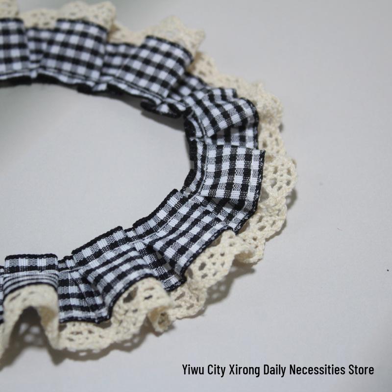 Pleated Grid Lace Trim Cuffs Hem Doll Clothes Ita Bag Frame DIY Kit