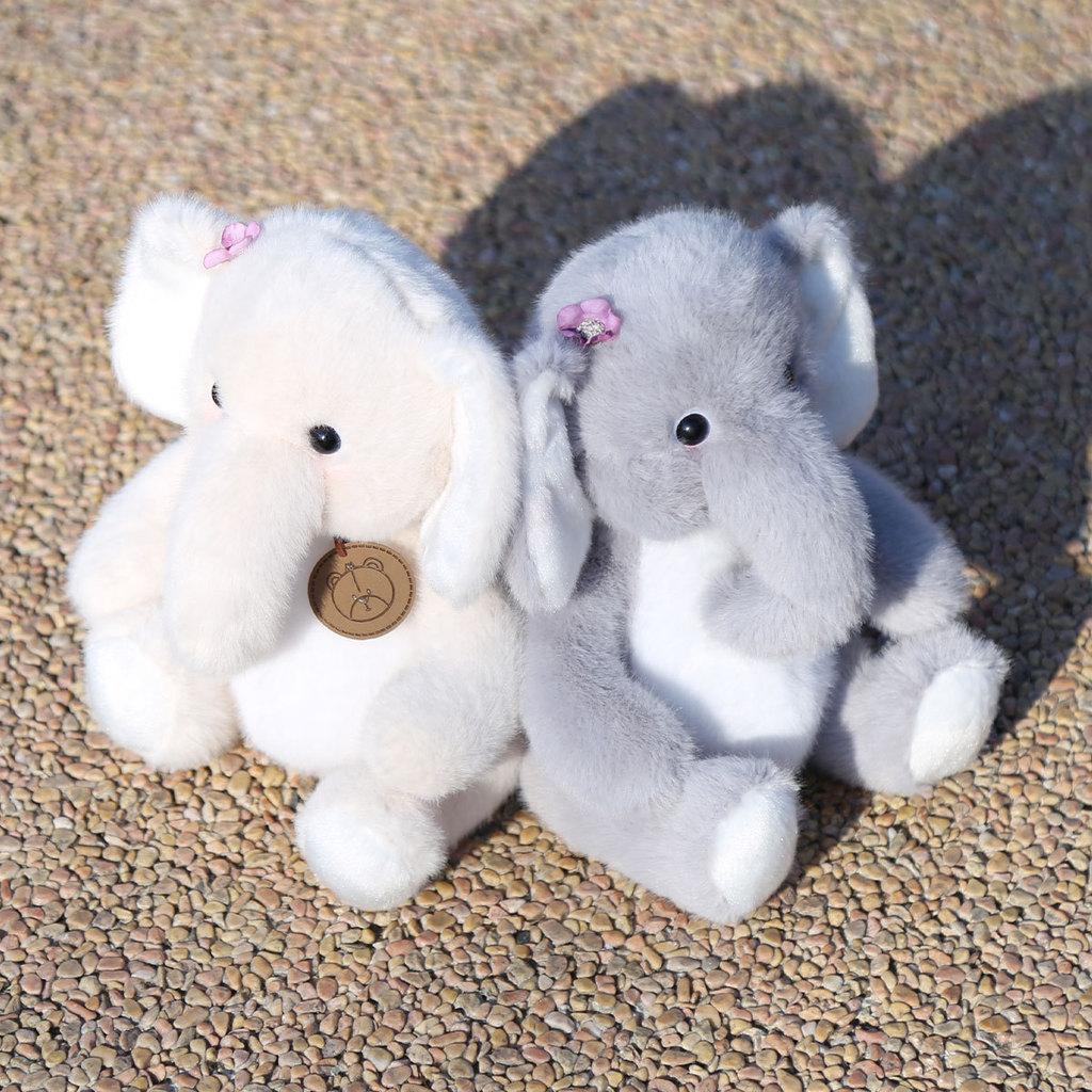 Cute Gray Beige Elephant Cartoon Plush Toy Doll For Birthday Decor