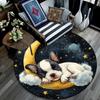 Sleeping Puppy Round Area Rug,Carpet Rug for Living Room Bedroom Sofa Playroom Decor,Non-slip Floor Mat