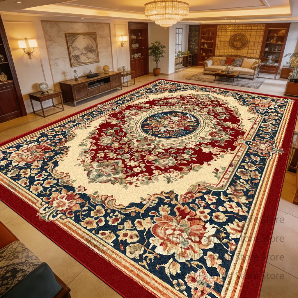 European Red Luxury Soft Living Room Carpet Decoration Bedroom Bedside Non-slip Rug Large Area Easy Clean Lint-free Floor Mats